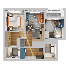 Квартира 54,9 м², 2-комнатная - изображение 1