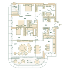 Квартира 178,8 м², 4-комнатная - изображение 2