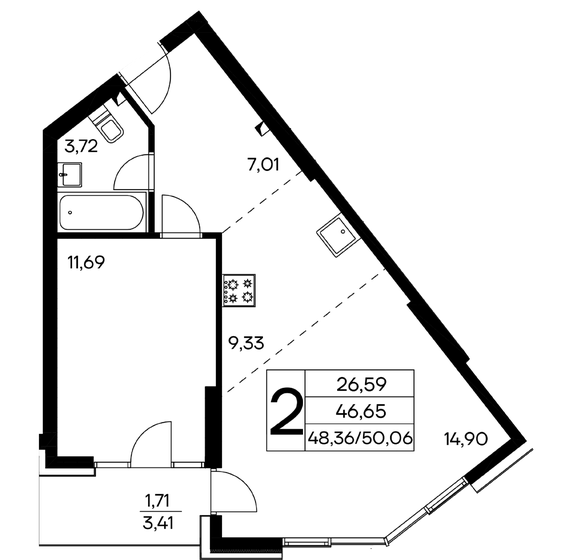 60,5 м², 2-комнатная квартира 24 177 000 ₽ - изображение 26