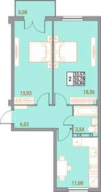 Квартира 58,7 м², 2-комнатная - изображение 1