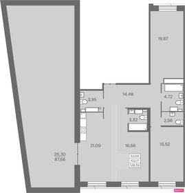 Квартира 127,7 м², 2-комнатная - изображение 1