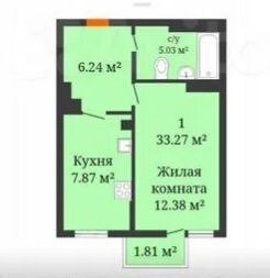 Квартира 34 м², 1-комнатная - изображение 1