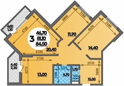 Квартира 84,5 м², 3-комнатная - изображение 1
