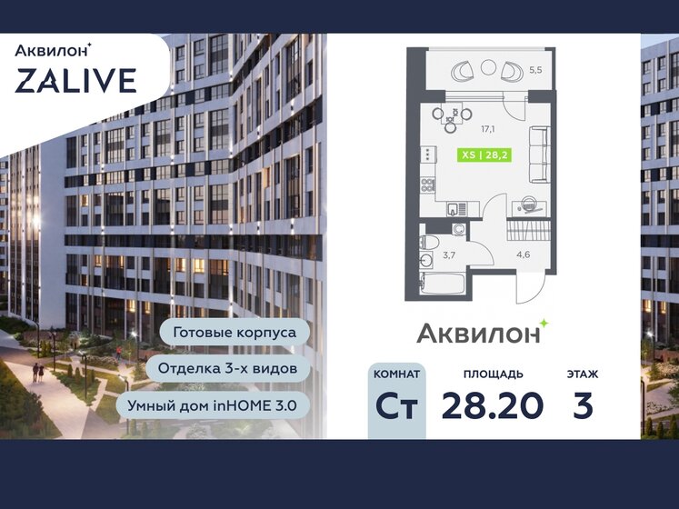 28,2 м², квартира-студия 8 276 362 ₽ - изображение 33