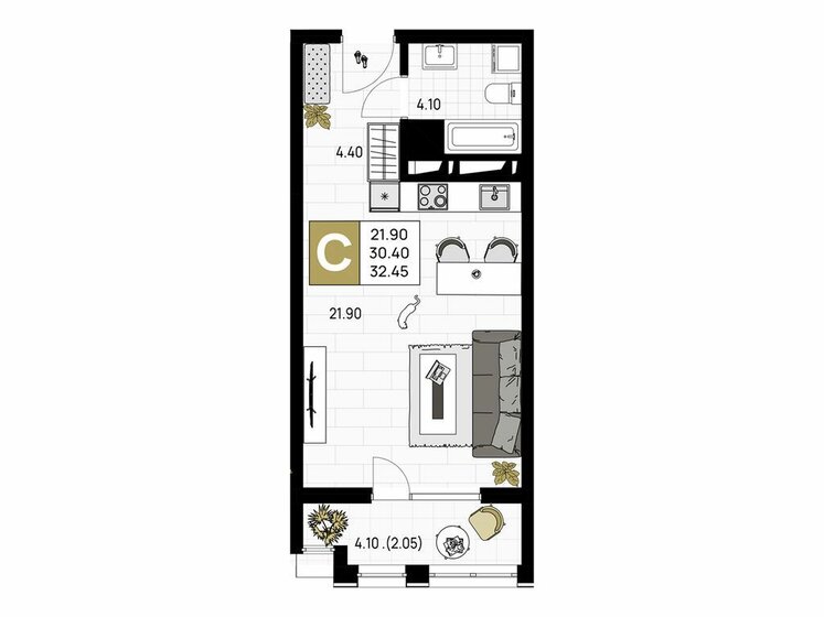 26 м², квартира-студия 5 150 000 ₽ - изображение 73