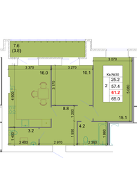 Квартира 61,2 м², 2-комнатная - изображение 1