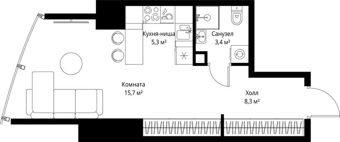 Квартира 32,7 м², студия - изображение 2