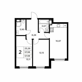 Квартира 58 м², 2-комнатная - изображение 1