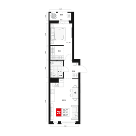 Квартира 50,9 м², 1-комнатная - изображение 1
