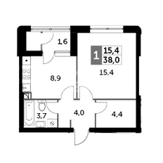 Квартира 38 м², 1-комнатная - изображение 5
