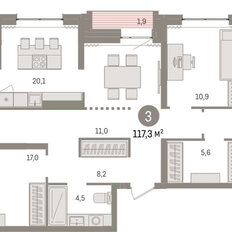 Квартира 117,3 м², 4-комнатная - изображение 3