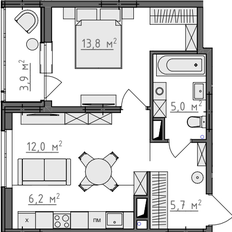 Квартира 44,7 м², 1-комнатная - изображение 2