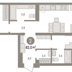 Квартира 82 м², 2-комнатная - изображение 3