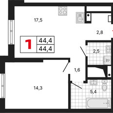 Квартира 44,6 м², 1-комнатная - изображение 2