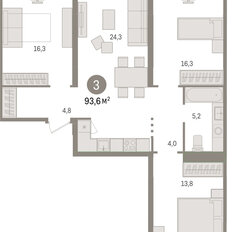 Квартира 93,6 м², 3-комнатная - изображение 3