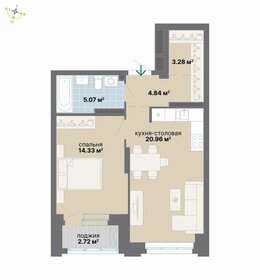 Квартира 51,5 м², 1-комнатная - изображение 1