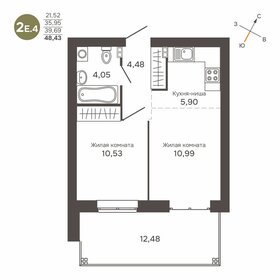 Квартира 39,7 м², 2-комнатная - изображение 1
