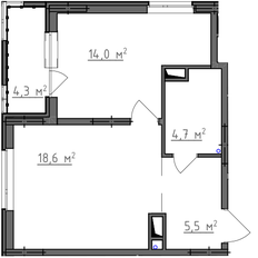 Квартира 45 м², 1-комнатная - изображение 3