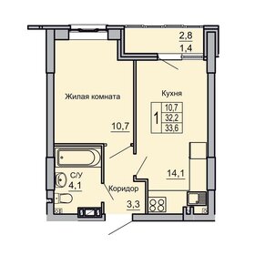 Квартира 33,6 м², 1-комнатная - изображение 1