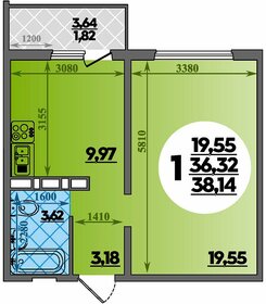 Квартира 38,1 м², 1-комнатная - изображение 1
