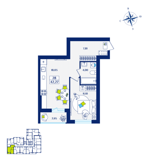 34,4 м², 1-комнатная квартира 5 610 056 ₽ - изображение 26