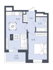 Квартира 44 м², 1-комнатная - изображение 1