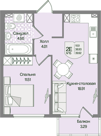 Квартира 39,9 м², 1-комнатная - изображение 1