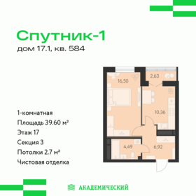 Квартира 39,6 м², 1-комнатная - изображение 1