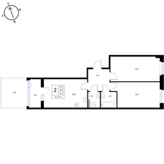 Квартира 63,3 м², 2-комнатная - изображение 2