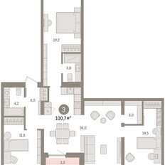 Квартира 100,7 м², 3-комнатная - изображение 3