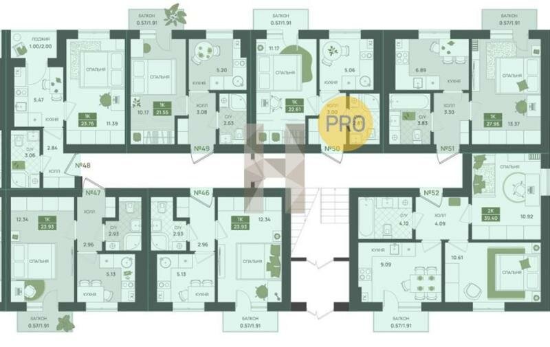 22,6 м², 1-комнатная квартира 3 272 650 ₽ - изображение 48