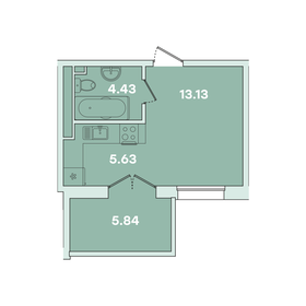 Квартира 29 м², 1-комнатная - изображение 1
