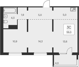 Квартира 59 м², 2-комнатная - изображение 1