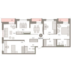 Квартира 117,3 м², 4-комнатная - изображение 4