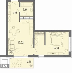 Квартира 44,1 м², 1-комнатная - изображение 1