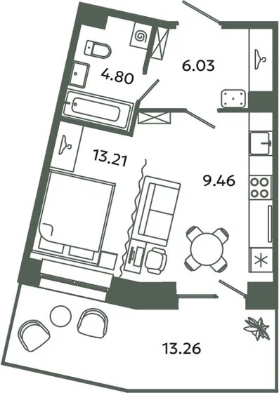 45,8 м², 1-комнатная квартира 8 040 982 ₽ - изображение 43