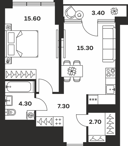 41,8 м², 1-комнатная квартира 9 521 280 ₽ - изображение 50