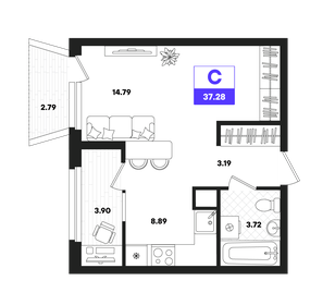 Квартира 37,3 м², студия - изображение 1