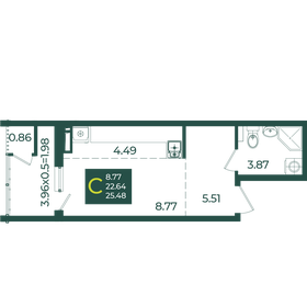 Квартира 25,5 м², студия - изображение 1