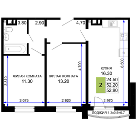 Квартира 54,3 м², 2-комнатная - изображение 1