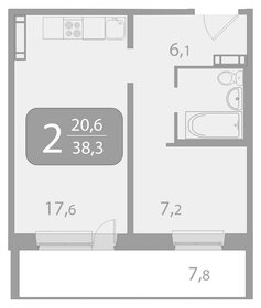 Квартира 38,3 м², 2-комнатная - изображение 1