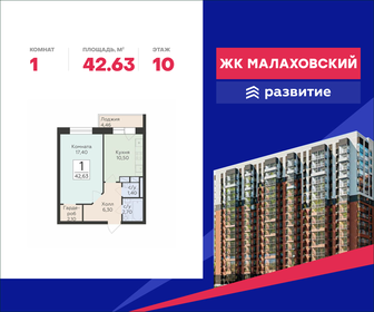 Квартира 42,6 м², 1-комнатная - изображение 1