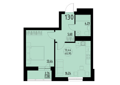 Квартира 41 м², 1-комнатная - изображение 1