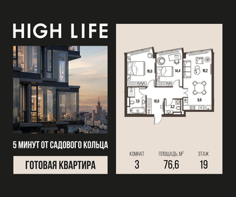 Квартира 76,6 м², 3-комнатная - изображение 1