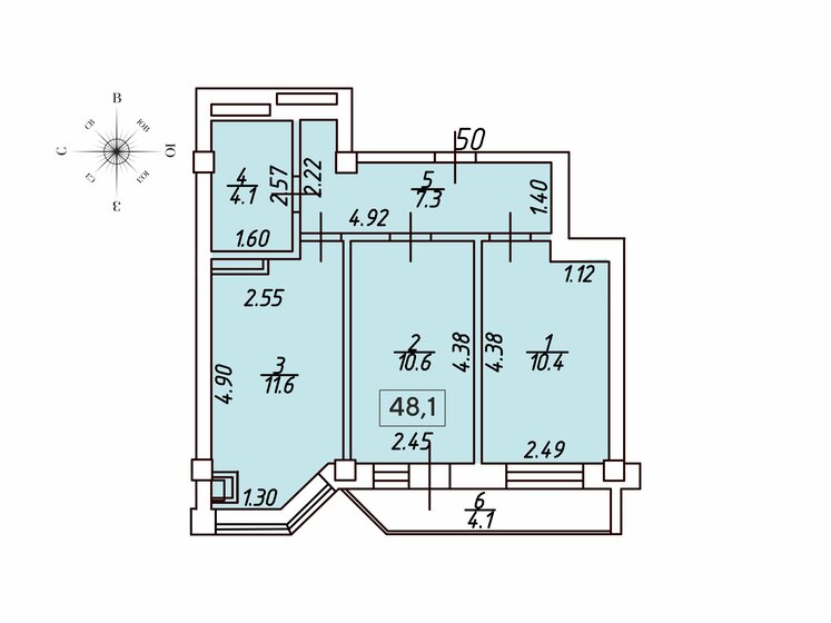 46 м², 2-комнатная квартира 6 400 000 ₽ - изображение 56