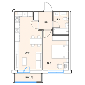 Квартира 41,8 м², 1-комнатная - изображение 1