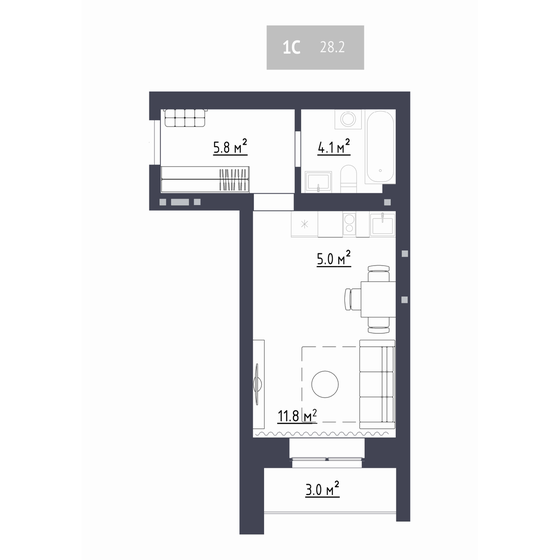 28,5 м², 1-комнатная квартира 1 852 500 ₽ - изображение 79