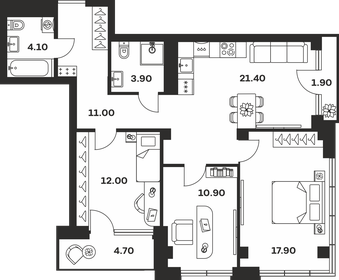 Квартира 87,8 м², 3-комнатная - изображение 1