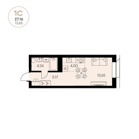 Квартира 27,2 м², 1-комнатная - изображение 1