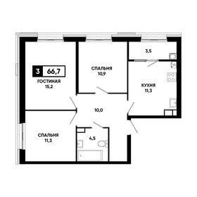 Квартира 66,7 м², 3-комнатная - изображение 1